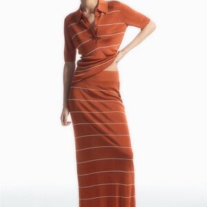 COS Rust Striped Top & Maxi Skirt Set - read description